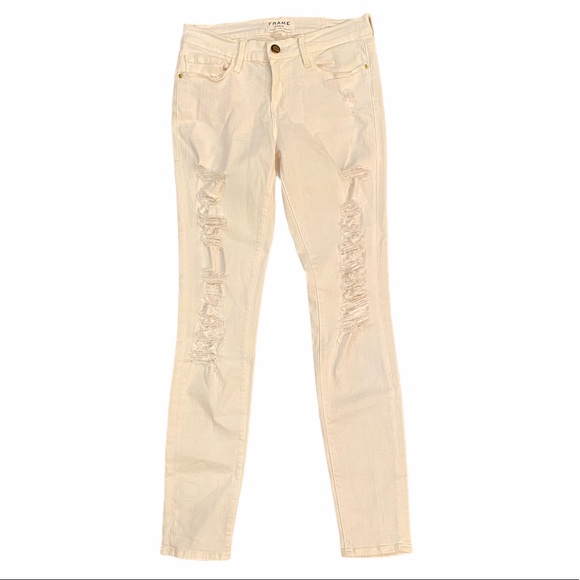 FRAME Denim Le Skinny de Jeanne Distressed Midrise - Picture 3 of 8